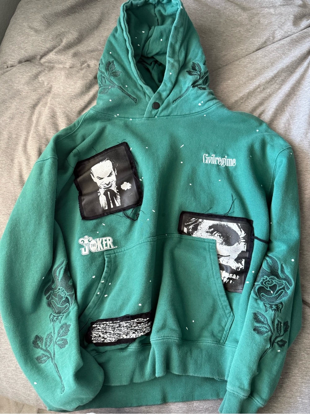Civil Regime x DC Joker Limited Edition Green Patchwork Hoodie Size L